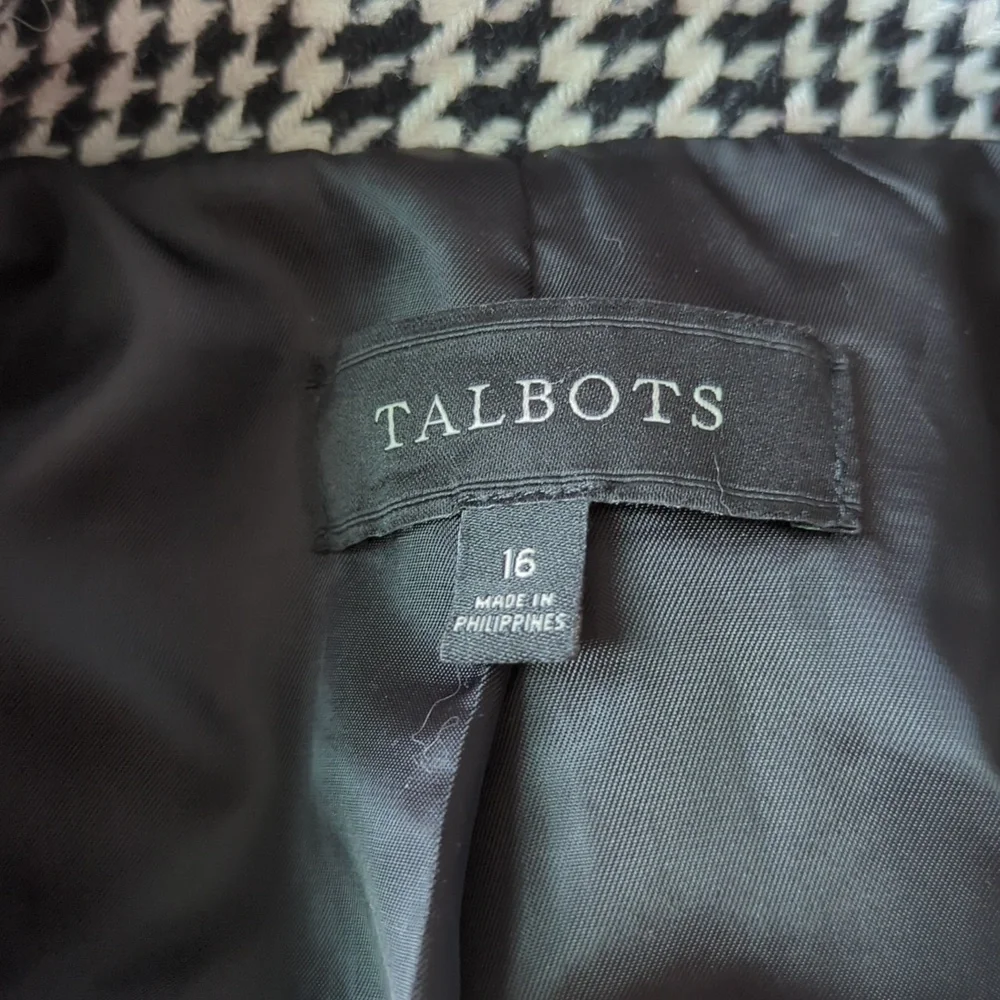 Talbots Black and White Plaid Blazer Houndstooth - Picture 8 of 10